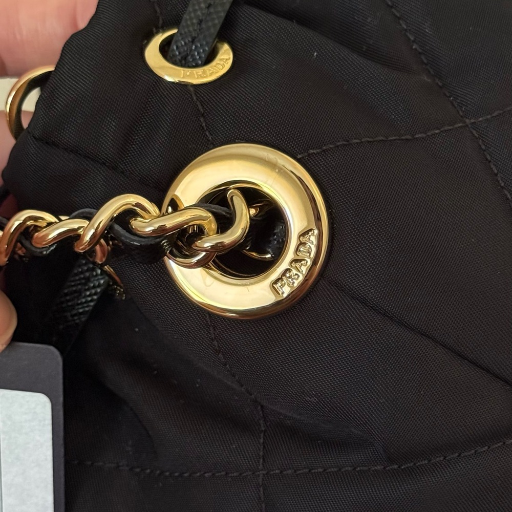 Prada Re Nylon Black Quilted Bucket Bag with Strap - Picture 5 of 13